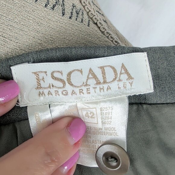 Vintage Escada Skirt Medium Gray Pencil Career - Picture 8 of 10